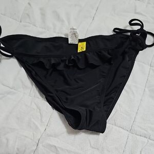 Surside XL Black Ruffle Waist Tie Side Bikini Bottoms